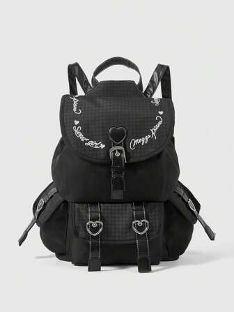 Kawaii Mochila de mujer con hebilla ajustable y decoración de corazón, para uso diario