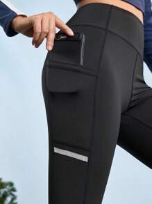 In My Nature 女士高腰纯色户外运动紧身裤，带口袋，夏季