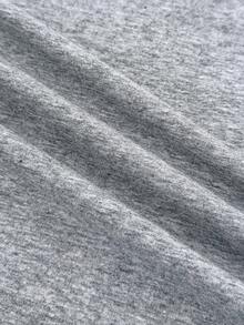 少女休闲红色女孩只想玩得开心比口号白色露肩领文字印花短腰聚拢短袖紧身裤，春夏季，基本款，日常款，百搭款，运动时尚夏季上衣，返校季，校服 - 灰色 - 查看 7