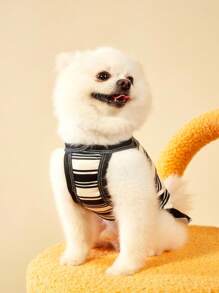 PETSIN 1pc Pet Dog/Cat Black Striped Cute Bear Embroidery Elastic Comfortable Casual Harness Dress - Multicolor - View 5