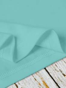 Glissea 女式夏季标语和笑脸印花短袖休闲圆领T恤 - 霧霾藍 - 查看 5