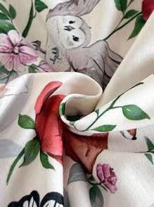 SHEIN Vestido de manga larga de punto para bebé niña, elegante vestido versátil y a juego de estilo pastoril y país, con estampado floral y botánico adorable y de moda - Multicolor - Ver 8