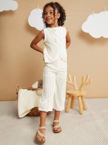 Mini mi #FairyTale 女童花卉珍珠装饰素食皮革奶油色弹力后跟 T 型带凉鞋 - 舒适适合夏季玩耍、泳池派对、盛装场合 - 米色 - 查看 4