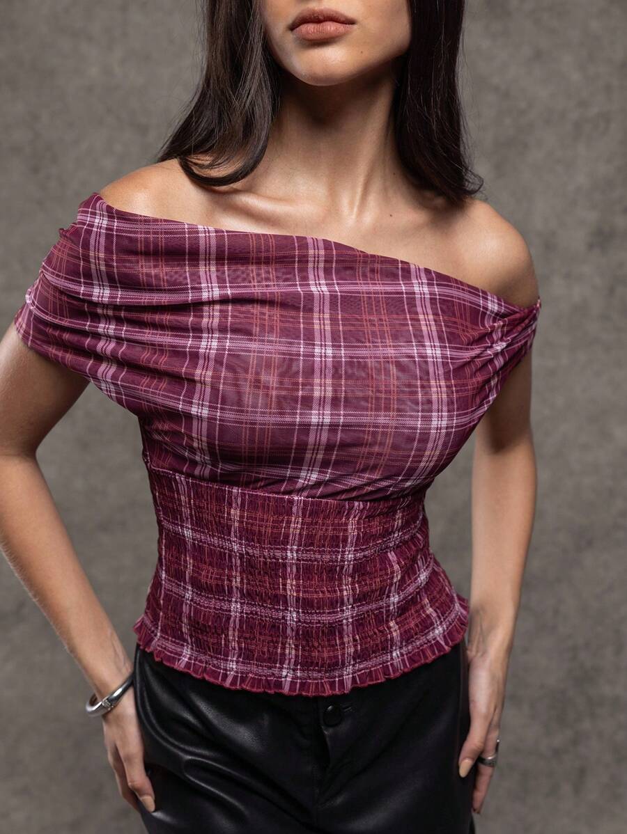 Avenya Áo chui đầu lưới kẻ caro đỏ cho nữ - Màu Đỏ Sâu - Xem 1