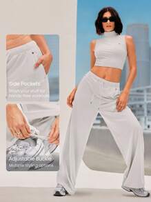 GLOWMODE Move And Grove Miękkie, gładkie, odblaskowe kieszenie, ściągacz w pasie, gładkie, oversize'owe, szerokie, luźne spodnie dresowe, taniec, codzienny, swobodny ubiór