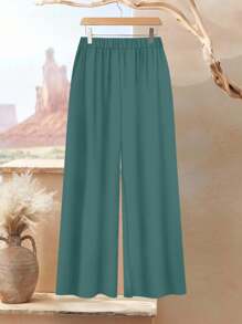 Rusticease Women Casual Elegant Loose Fit Round Neck Long Sleeve Top And Pants Set, Summer Set, Leaf Print Pants Sets For Women Blouse And Pants Set Summer Pants Sets For Women Shirt And Pants Set Two Piece Pants Set Women Autumn And Winter - Multicolor - View 3