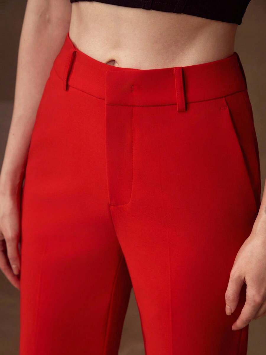 MOTF Classy PRESS CREASE SLANT POCKET SUIT PANTS - Red - View 2