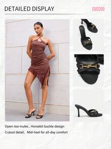 CUCCOO BIZCHIC Ladies' High Heeled Sandals For Summer Graduation Heels Prom Heels Vacation Shoes Summer Elegant Basics Business Casual Business Chic Spring Shoes Spring Break Easter For Christmas - Black - View 10