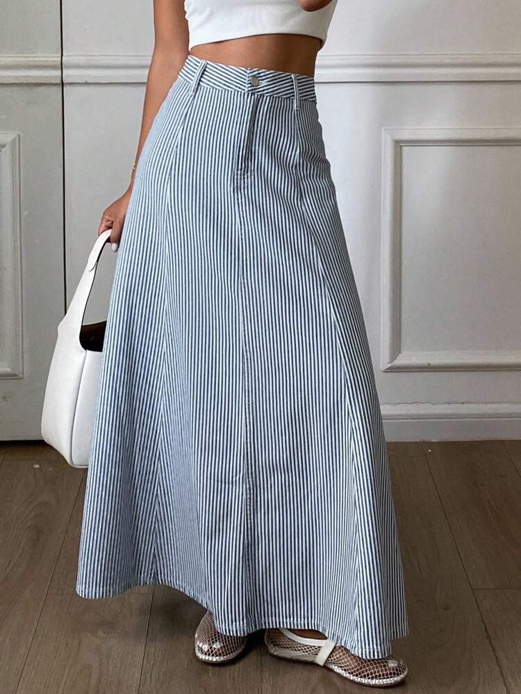 Women's Striped Casual Versatile Date & Outing Denim Mini Skirt