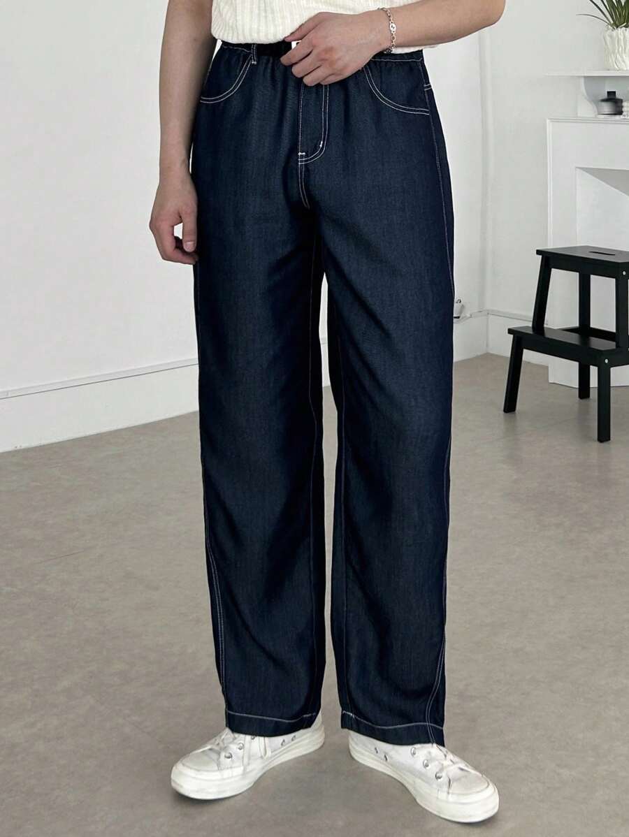 DAZY Men's Soft Denim Navy Blue Jeans, Suitable For Spring And Autumn - Blue - View 1