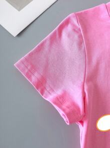 SpongeBob SquarePants | SHEIN Young Girl Cute Cartoon Print Short Sleeve T-Shirt, Summer Casual - Pink - View 4