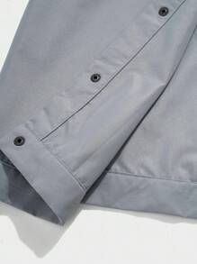 SHEIN 青少年男孩简约灰色超大衬衫和裤子套装，休闲校服，舒适时尚百搭柔软面料，适合日常穿着、上学、户外活动