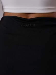 Musera Sport 高腰褶皱侧围裹式喇叭瑜伽裤活力健身夏季 Padel 俱乐部健身房健身 - 黑色 - 查看 6