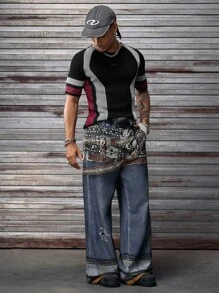 AXEPEAK Áo thun dệt kim tay ngắn dáng ôm vừa vặn dạo phố thường ngày dành cho nam - Nhiều màu - Xem 3