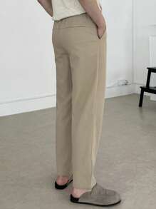 DAZY All Season Plain Khaki Elastic Waist Design Men's Suit Pants, Suitable For Work Business Attire - Khaki - View 2