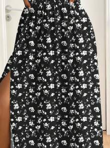 SHEIN Frenchy Váy chữ A xẻ cao đi nghỉ mát cho nữ, phù hợp cho mùa hè - Màu Đỏ Sâu - Xem 6
