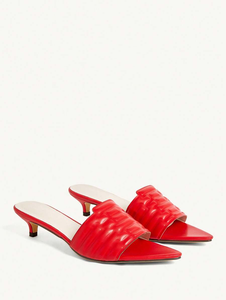 CUCCOO CHICEST Sandalias de tacón de aguja de punta fina para mujer, versátiles - Rojo - Ver 1