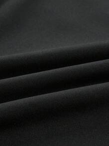 SHEIN PETITE Plus Size Women's Solid Color Belt Metal Buckle Detail Wide Leg Pants, Tall Pants, Four Seasons Style, Party, Concert, Commuting Daily Style, Music Festival, Romance, Valentine's Day, Vacation, Spring And Summer Loose Pants Fall Cloth For Women - Black - View 7