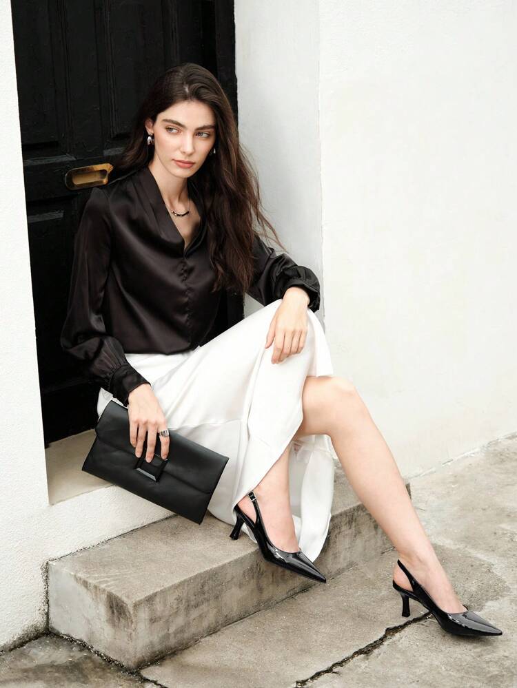 CUCCOO BIZCHIC Women's Fashionable Black Pointed Toe Stiletto High Heel Pumps, Suitable For Work, Date, Party, Vacation For Christmas Spring Shoes