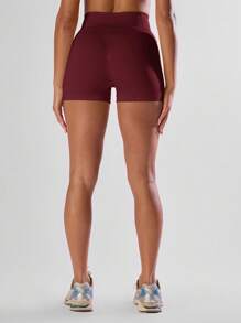 Musera Sport 高腰迷你短裤，舒适运动，适合跑步、健身、俱乐部、板式网球、网球、匹克球等运动，秋冬季均适用。 - 酒紅色 - 查看 4