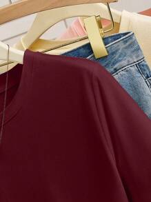 INAWLY Áo thun trang trí tua rua cỡ chuẩn cho nữ, thiết kế thanh lịch cho mùa hè - Màu Đỏ Sâu - Xem 7