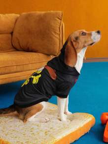 GARFIELD | SHEIN 1 chiếc áo nỉ trùm đầu in hình chú chó, quần áo cho mèo, quần áo cho chó, kích cỡ XXS-XXXXL, cực nhỏ, cực lớn - màu đen - Xem 8