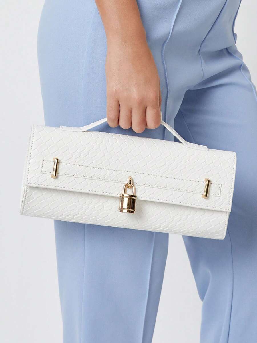 SHEIN BAE 1 件时尚百搭编织女士手提包 - 白色 - 查看 1