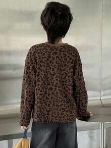 DAZY 宽松版型男童豹纹圆领T恤，休闲，秋季