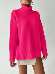 SHEIN Women's Casual Solid Color Turtleneck Sweater, Autumn/Winter,Jumper,Cream Jumper,Jumpers,Black Jumper,Womens Jumper,White Jumper,Women's Jumper,Women's Jumpers