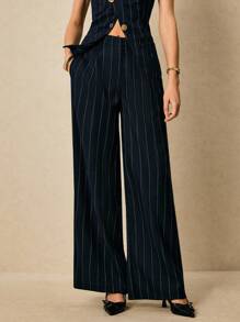 Poéselle 女士休闲条纹阔腿裤，适合通勤