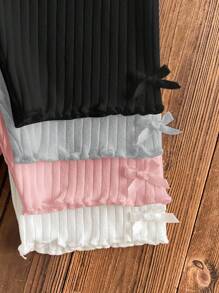 SHEIN LMoss Kids 4件套少女纯色修身休闲紧身裤 - 粉色 - 查看 5