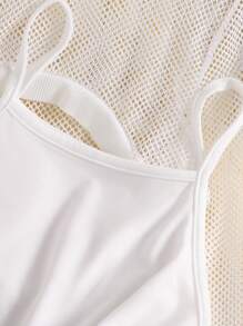 Tween Girl Casual White Hoodie & Pleated Spaghetti Strap Skirt Set, Summer - Khaki - View 5