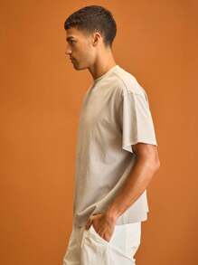 Musero 圆领宽松短袖品牌细节印花T恤，春夏必备单品 - 灰色 - 查看 5