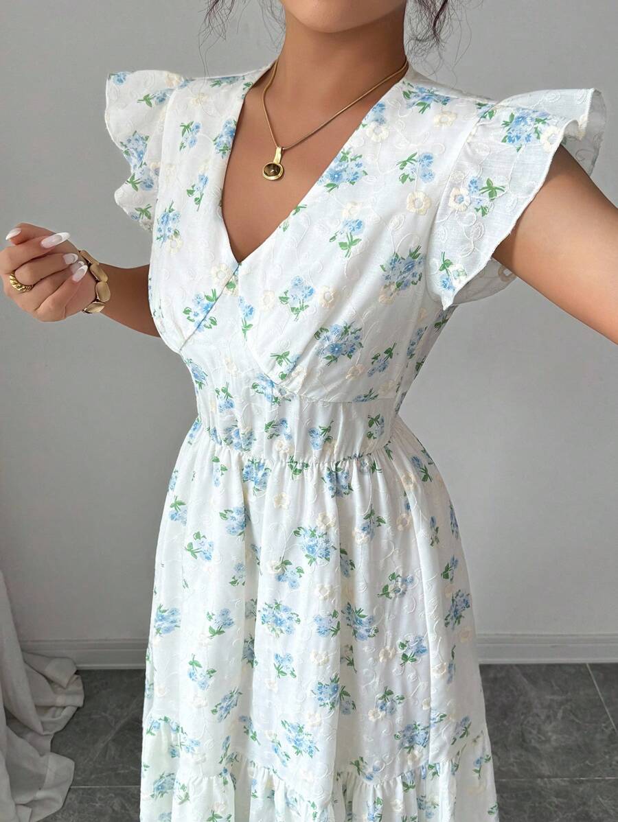 Modelyn Fashionable Romantic Embroidered Vacation White Dress, New Fabric - White - View 1