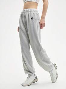 Eassivo Eassivo Women's Gray Letter Print Elastic Waist Loose Fit Pocket Jogger Pants –,Women Joggers Fashionable Athleisure Wear,Teacher Outfits For Women,Back To School - Grey - View 5