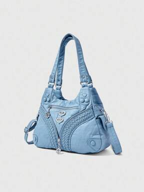 Grunge Punk New Rocker Chic Shoulder Bag For Women, Dark Gothic Punk Motorcycle Tote Bag