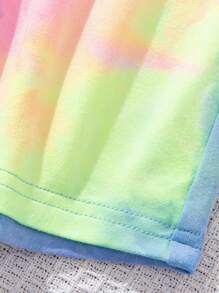 SHEIN 2pcs Tween Girls Casual Tie Dye Capybara Print, Cherry Bow Print, Chill Chill Summer Graphic Short Sleeve Top And Shorts Set, Summer Capybara Shirt Tie Dye Set Girls Cute Set Cute Sets Teen Capybara Pajamas - Multicolor - View 6