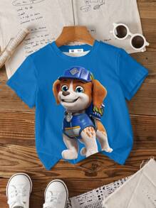 Rubble X SHEIN 男童两件套休闲卡通狗印花短袖T恤，夏季 - 彩色 - 查看 6