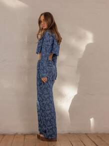 Aralina Jeans de mujer con estampado floral de mezclilla, perfectos para el otoño y el verano, para salir y asistir a conciertos en el campo y con estilo de Estocolmo - Azul lavado medio - Ver 14