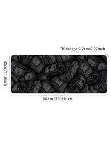 SHEIN 1 pieza Alfombrilla de ratón con diseño de dólar, alargada, antideslizante, en negro y blanco, para escritorio, gaming, oficina, vuelta al cole - Negro - Ver 6