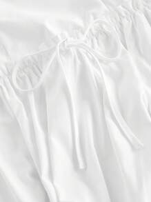 SHEIN MOD Women Crew Neck Sleeveless Bubble Hem White Mini Dress - White - View 3