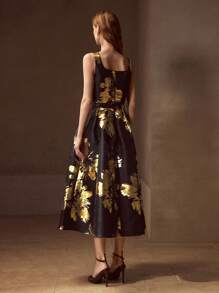 MOTF PREMIUM Vestido midi con estampado floral y cinturón