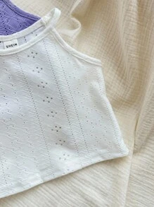 Conjunto de 3 piezas para niña pequeña con tops de tirantes de unicolor informal - Multicolor - Ver 5