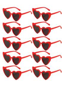 10 件可爱有趣的心形装饰时尚眼镜，男女皆宜，适合婚礼派对、舞会等，白色，圣诞节 - 玫瑰紅 - 查看 6