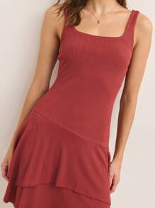 Nöista 斜腰剪裁双层迷你连衣裙。 - 紅色 - 查看 6