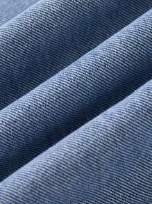 Y2K 街头风格休闲宽松破洞星星贴片弹力腰牛仔裤，适合少女穿着 - 藍色 - 查看 5