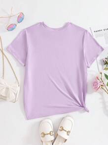 GraphicGems Tween Girls 'Why Walk When You Can Cartwheel' Colorful Print Crew Neck Short Sleeve Purple T-Shirt, Oversized Gymnastics Tshirt, School, Campus, College