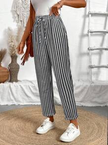 EMERY ROSE Women's Fashion Vertical Striped Straight Pants - Multicolor - View 5