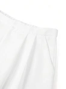 Ellevyn Completo elegante da donna con top a collo alla coreana a contrasto di colore e pantaloni a gamba ampia con tasche, set di abbigliamento primaverile, autunnale e invernale, adatto per l'ufficio e il casual business per donne