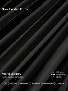 GLOWMODE 让我们玩吸汗弹力中腰交叉腰褶皱网球裙内置短裤侧袋网球高尔夫日常 - 黑色 - 查看 8